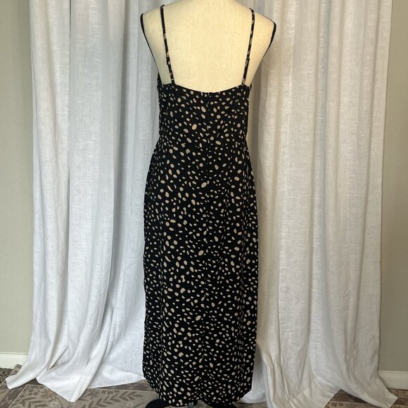 NWT Francesca’s Ridley Keyhole Midi Dress Black Tan Dot Print Size Large - Picture 5 of 9